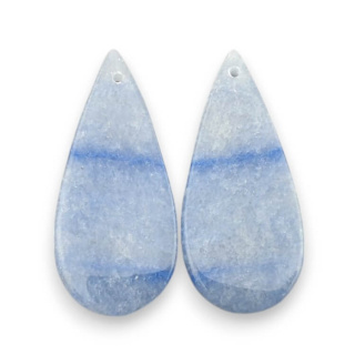 Blue quartz pair of cabochons with hole 36x16 mm no P697