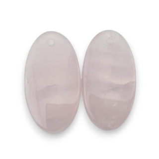 Pink quartz pair of cabochons with hole 22x12 mm no P778