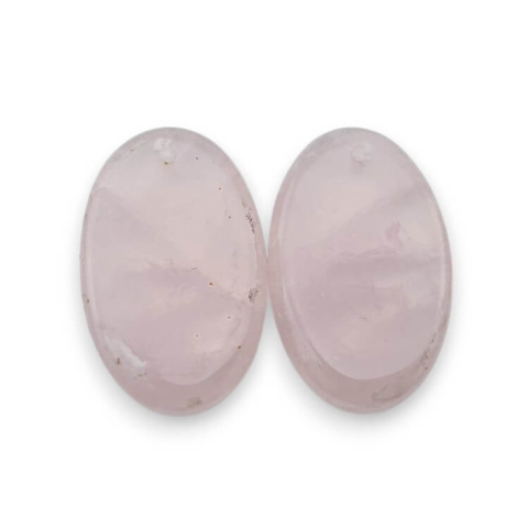 Pink quartz pair of cabochons with hole 24x15 mm no P809 Pink quartz pair of cabochons with hole 24x15 mm no P809