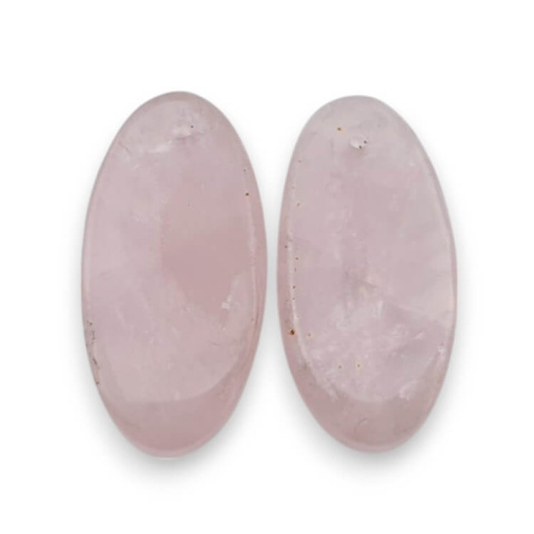 Pink quartz pair of cabochons with hole 25x12 mm no P813 Pink quartz pair of cabochons with hole 25x12 mm no P813