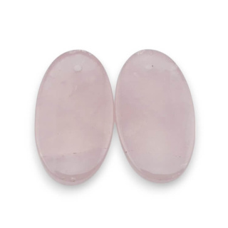 Pink quartz pair of cabochons with hole 25x14 mm no P807