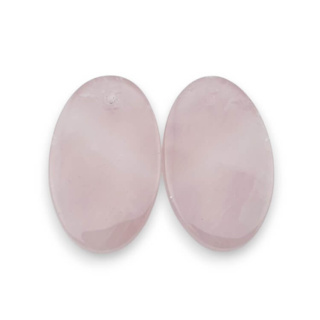 Pink quartz pair of cabochons with hole 26x16 mm no P792