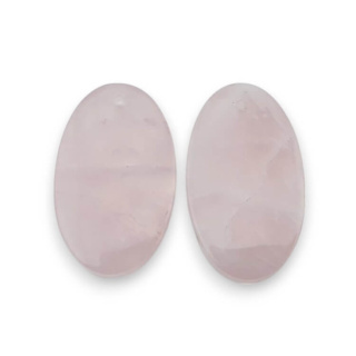 Pink quartz pair of cabochons with hole 26x16 mm no P814