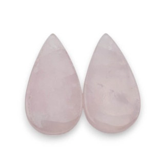 Pink quartz pair of cabochons with hole 27x15 mm no P799