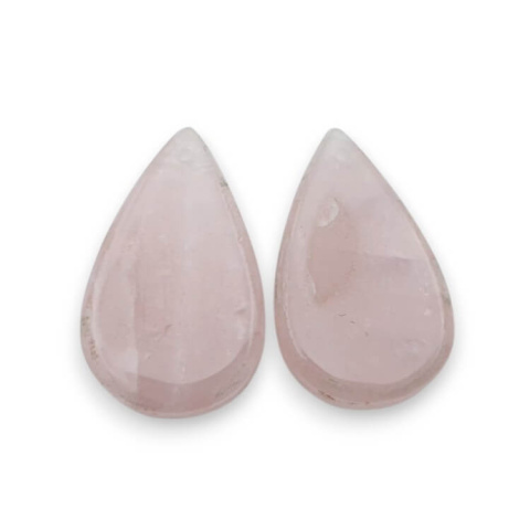 Rose quartz pair of cabochons with hole 27x17 mm no. P779 Rose quartz pair of cabochons with hole 27x17 mm no. P779