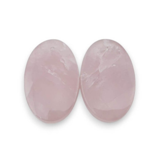 Pink quartz pair of cabochons with hole 27x18 mm no P810