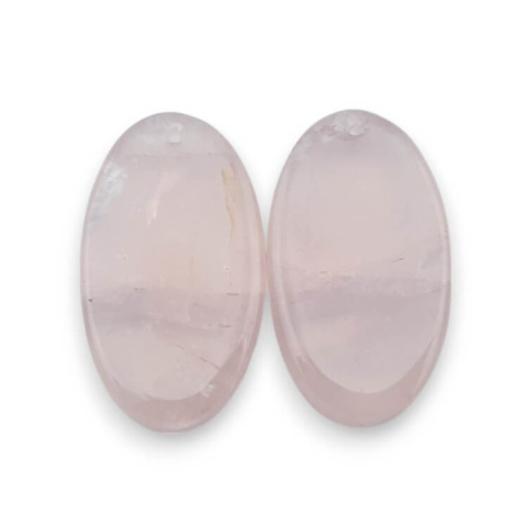 Pink quartz pair of cabochons with hole 28x16 mm no P794 Pink quartz pair of cabochons with hole 28x16 mm no P794