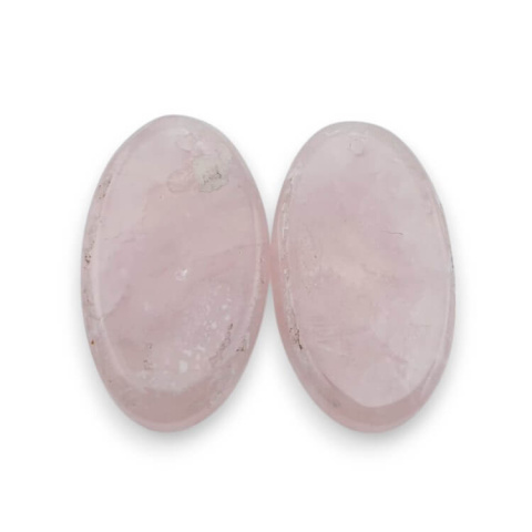 Pink quartz pair of cabochons with hole 29x17 mm no P808 Pink quartz pair of cabochons with hole 29x17 mm no P808