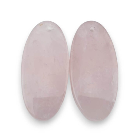 Rose quartz pair of cabochons with hole 30x14 mm no. P788 Rose quartz pair of cabochons with hole 30x14 mm no. P788