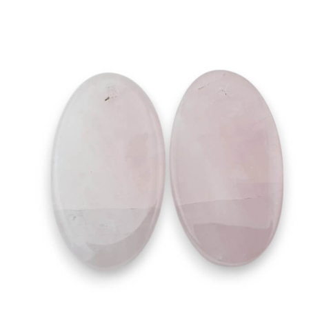Rose quartz pair of cabochons with hole 30x17 mm no. P789 Rose quartz pair of cabochons with hole 30x17 mm no. P789