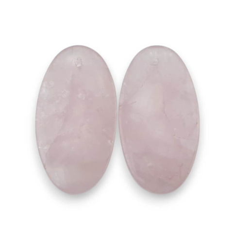 Pink quartz pair of cabochons with hole 31x17 mm no P811 Pink quartz pair of cabochons with hole 31x17 mm no P811
