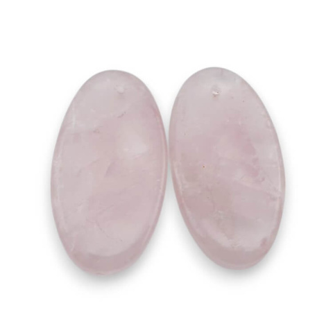 Pink quartz pair of cabochons with hole 31x17 mm no P811 Pink quartz pair of cabochons with hole 31x17 mm no P811