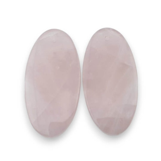 Pink quartz pair of hole cabochons 34x17 mm no P787