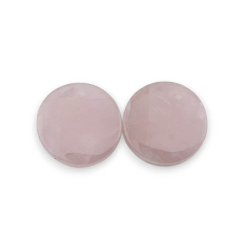 Rose quartz pair of cabochons with hole fi 19 mm no. P790 Rose quartz pair of cabochons with hole fi 19 mm no. P790