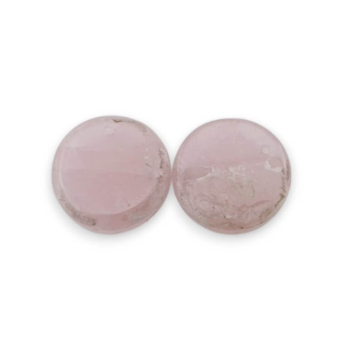 Rose quartz pair of cabochons with hole fi 19 mm no. P790 Rose quartz pair of cabochons with hole fi 19 mm no. P790