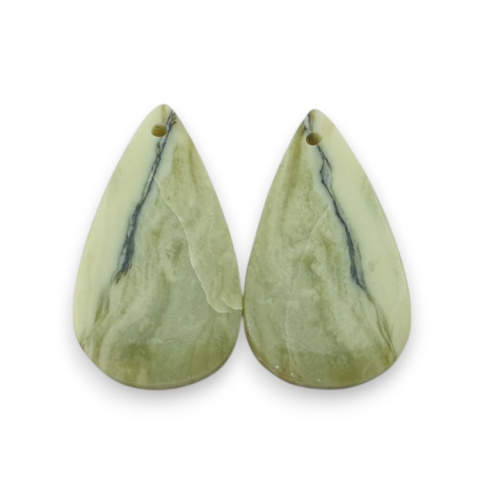 Serpentinite pair of cabochons with hole 24x14 mm no P887 Serpentinite pair of cabochons with hole 24x14 mm no P887