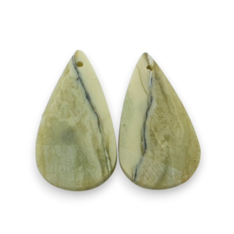 Serpentinite pair of cabochons with hole 24x14 mm no P887 Serpentinite pair of cabochons with hole 24x14 mm no P887