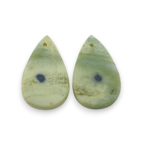Serpentinite pair of cabochons with hole 24x15 mm no. P862 Serpentinite pair of cabochons with hole 24x15 mm no. P862