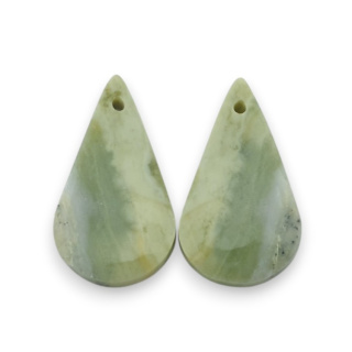 Serpentinite pair of cabochons with hole 25x14 mm no P877