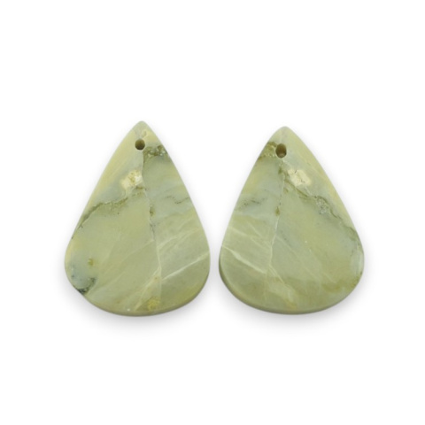 Serpentinite pair of cabochons with hole 25x17 mm no P888 Serpentinite pair of cabochons with hole 25x17 mm no P888