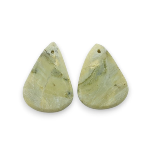 Serpentinite pair of cabochons with hole 25x17 mm no P888 Serpentinite pair of cabochons with hole 25x17 mm no P888