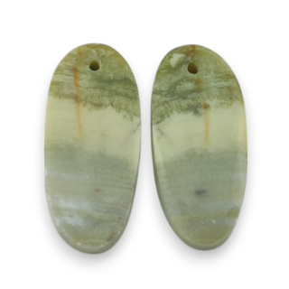 Serpentinite pair of cabochons with hole 26x12 mm no P895