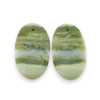 Serpentinite pair of cabochons with hole 26x15 mm no P882