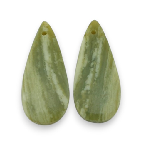 Serpentinite pair of cabochons with hole 27x11 mm no. P875 Serpentinite pair of cabochons with hole 27x11 mm no. P875