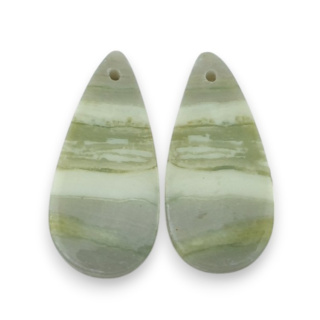 Serpentinite pair of cabochons with hole 27x12 mm no P868