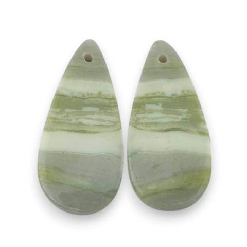 Serpentinite pair of cabochons with hole 27x12 mm no P868 Serpentinite pair of cabochons with hole 27x12 mm no P868