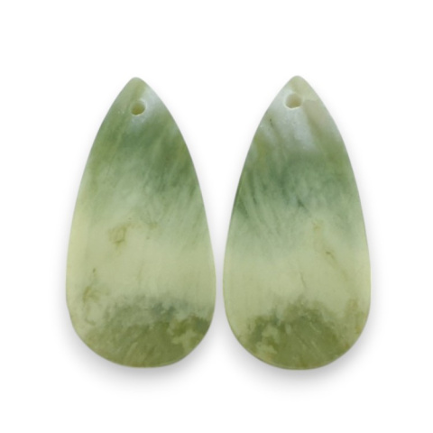 Serpentinite pair of cabochons with hole 27x13 mm no P878 Serpentinite pair of cabochons with hole 27x13 mm no P878