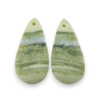 Serpentinite pair of cabochons with hole 27x13 mm no P896