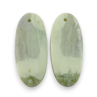 Serpentinite pair of cabochons with hole 28x12 mm no P869