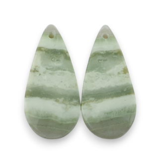 Serpentinite pair of cabochons with hole 28x13 mm no P870