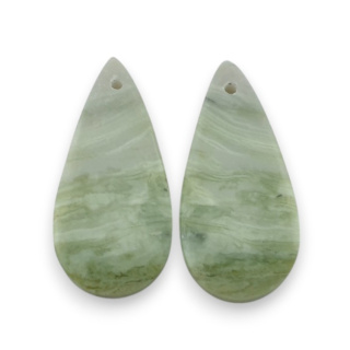 Serpentinite pair of cabochons with hole 28x13 mm no P871