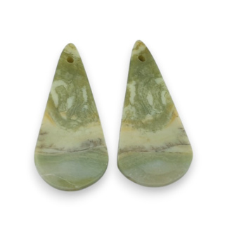 Serpentinite pair of cabochons with hole 28x13 mm no P900