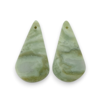Serpentinite pair of cabochons with hole 28x15 mm no P874