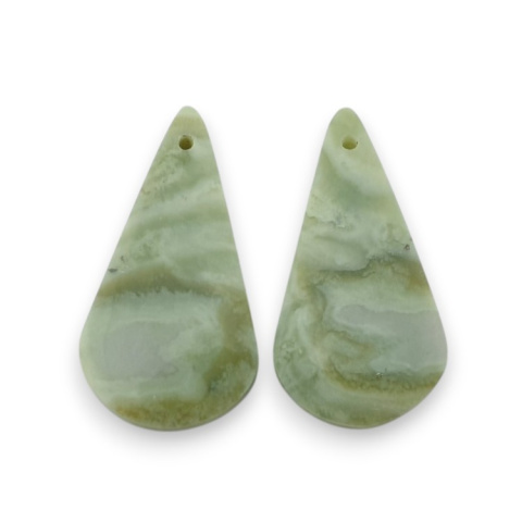 Serpentinite pair of cabochons with hole 28x15 mm no P874 Serpentinite pair of cabochons with hole 28x15 mm no P874