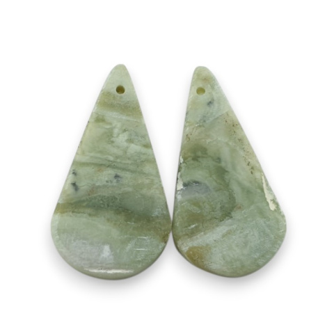 Serpentinite pair of cabochons with hole 28x15 mm no P874 Serpentinite pair of cabochons with hole 28x15 mm no P874
