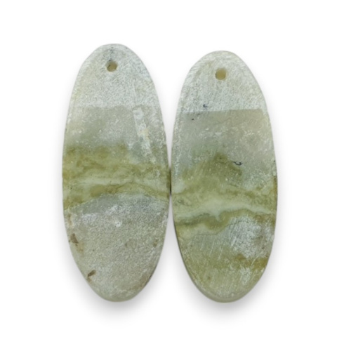 Serpentinite pair of cabochons with hole 29x12 mm no. P884 Serpentinite pair of cabochons with hole 29x12 mm no. P884