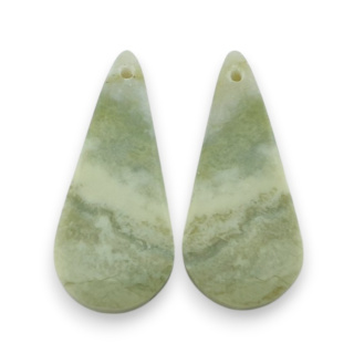 Serpentinite pair of cabochons with hole 29x13 mm no P891