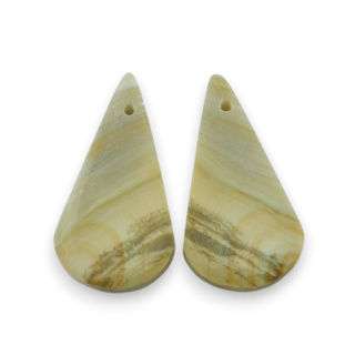 Serpentinite pair of cabochons with hole 29x15 mm no P873