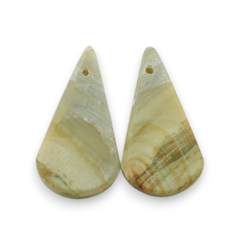 Serpentinite pair of cabochons with hole 29x15 mm no P873 Serpentinite pair of cabochons with hole 29x15 mm no P873