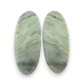 Serpentinite pair of cabochons with hole 30x12 mm no P880