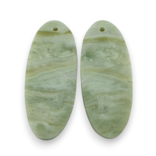 Serpentinite pair of cabochons with hole 30x12 mm no P885