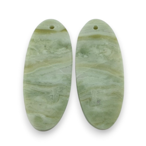 Serpentinite pair of cabochons with hole 30x12 mm no. P885 Serpentinite pair of cabochons with hole 30x12 mm no. P885