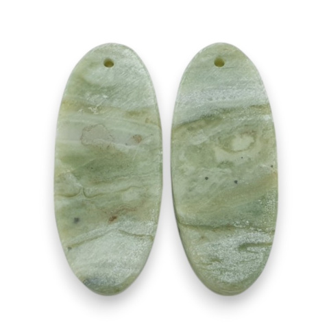 Serpentinite pair of cabochons with hole 30x12 mm no. P885 Serpentinite pair of cabochons with hole 30x12 mm no. P885