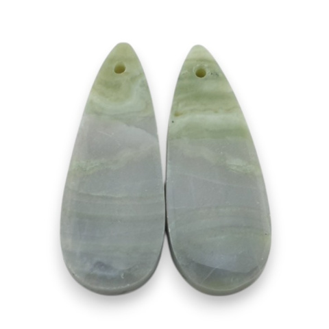 Serpentinite pair of cabochons with hole 32x12 mm no P867 Serpentinite pair of cabochons with hole 32x12 mm no P867