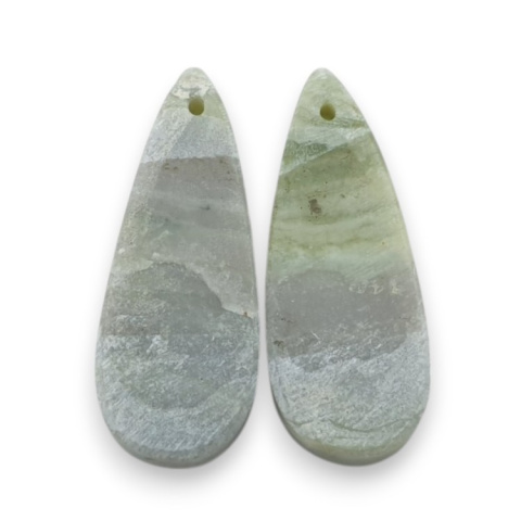 Serpentinite pair of cabochons with hole 32x12 mm no P867 Serpentinite pair of cabochons with hole 32x12 mm no P867