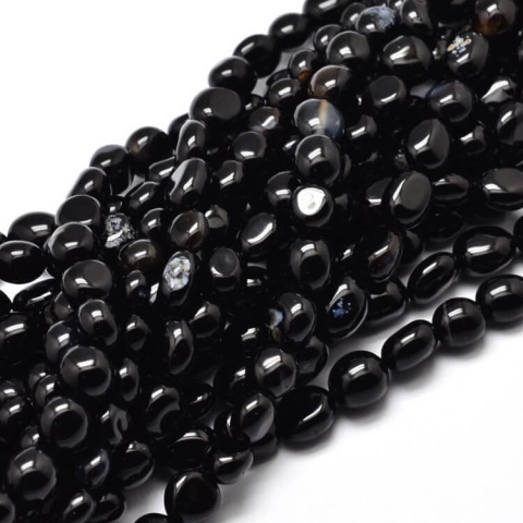 Onyx black agate smooth nugget 5-10 mm strand Onyx black agate smooth nugget 5-10 mm strand